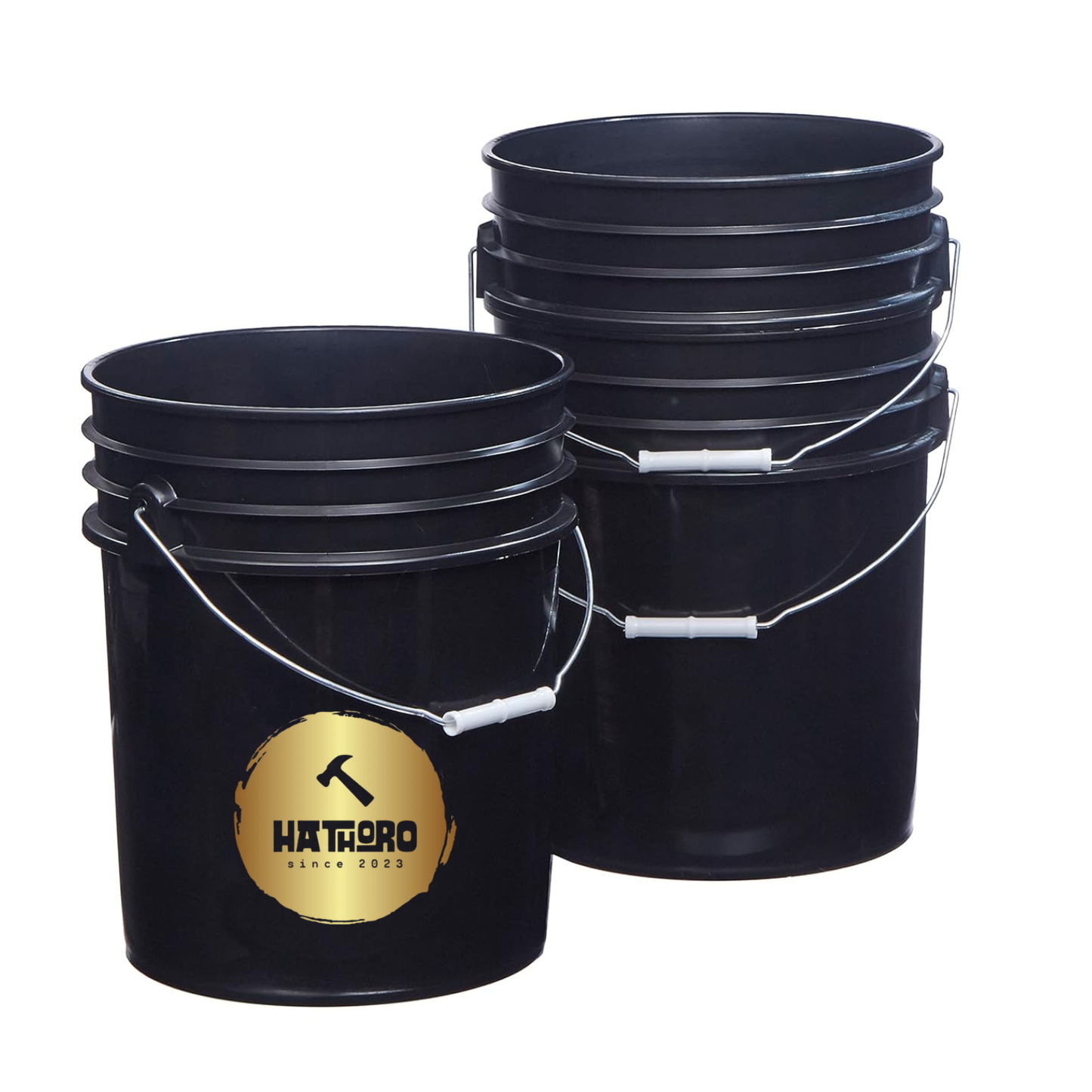 5 gal Open Head Pail, 12-3/8 in Dia, 14-3/4 in H, Black, HDPE