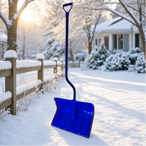 Snow Shovel, Poly Blade Material, 19 in Blade Width, 39 in Steel D-Grip Handle