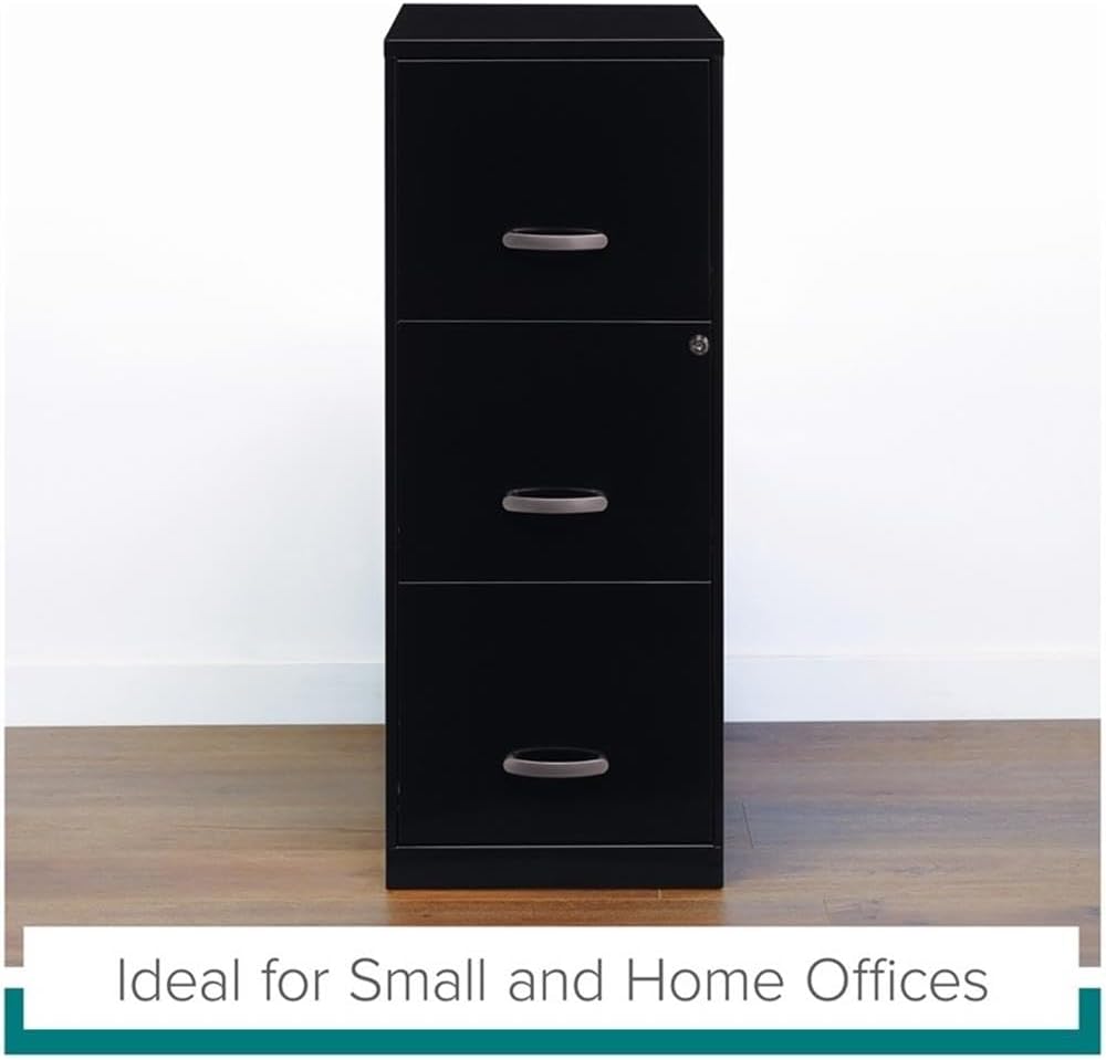 3 Drawer Vertical File Cabinet, Black, Letter
