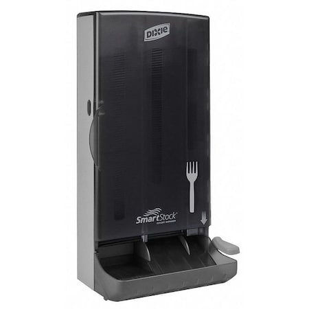 SmartStock Fork Dispenser, Translucent Smoke, Plastic, 80 Forks, 17.375 x 8.25 x 6.1875 Inches, Kitchen, Food Service