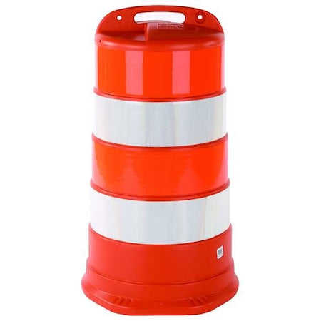 Traffic Barrel, White/Orange, HDPE