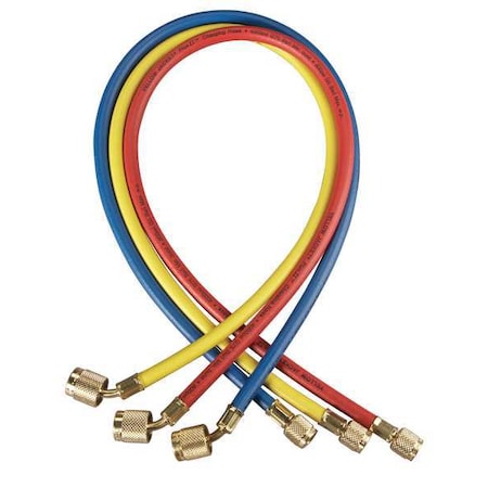 Yellow Jacket Manifold Hose Set, 48 in, Red, Yellow, Blue