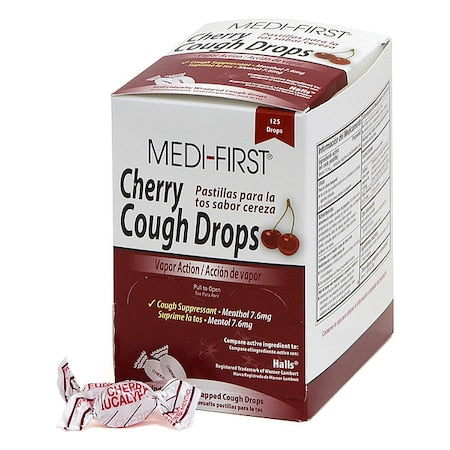 Medique 81525 Medi- First Cherry Cough Drops, 125 Drops , Red