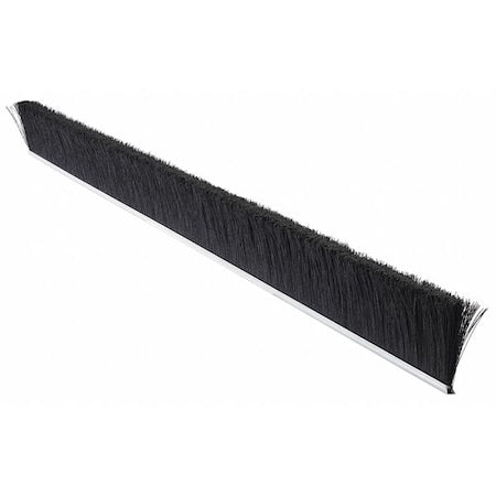 Tanis Brush MB400236 Metal Back Strip Brush with Light Duty 3/16" Galvanized Steel Backing, Black Nylon Bristles, 3' Overall Length, 2" Trim Length, 0.010" Bristle Diameter
