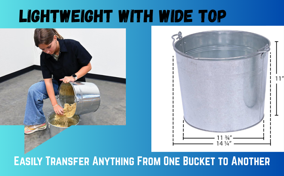 Galvanized Steel Bucket, 5 Gallon, Round Tapered