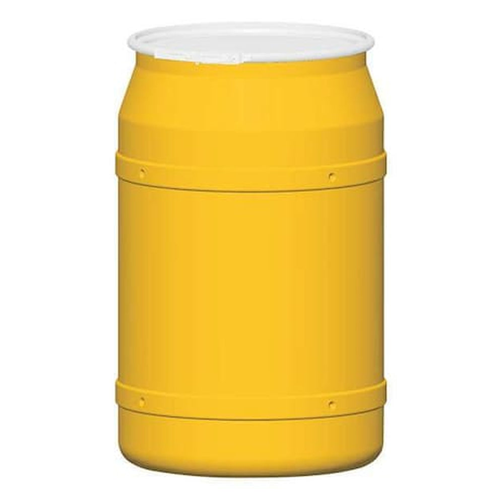 Eagle Mfg 57.5-Gallon Polyethylene Open-Head Transport Drum with Lever Lock - Yellow - Primary View (H7611895)