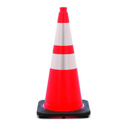 28" Orange Traffic Safety Cone with 3 and 4" Reflective Collars