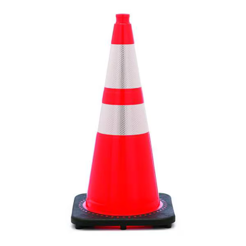28" Orange Traffic Safety Cone with 3 and 4" Reflective Collars