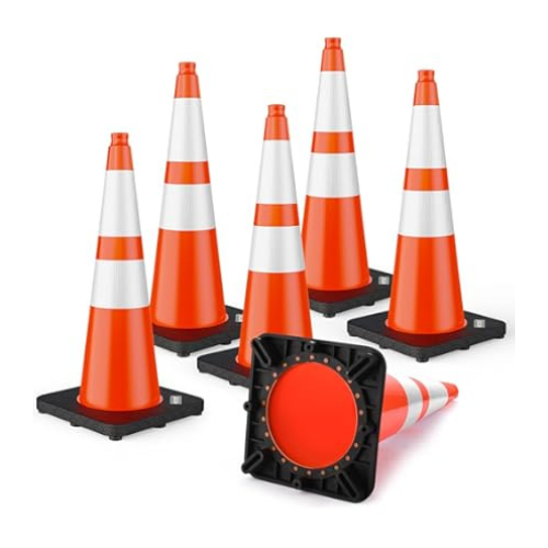 28" Orange Traffic Safety Cone with 3 and 4" Reflective Collars