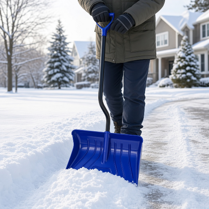 Snow Shovel, Poly Blade Material, 19 in Blade Width, 39 in Steel D-Grip Handle