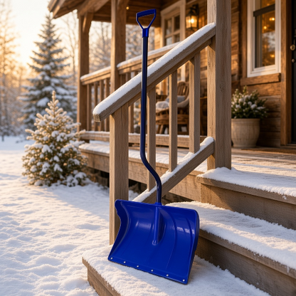 Snow Shovel, Poly Blade Material, 19 in Blade Width, 39 in Steel D-Grip Handle