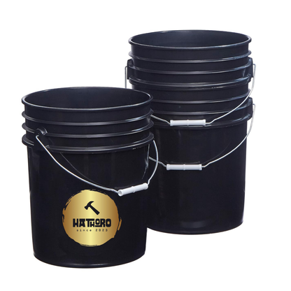 5 gal Open Head Pail, 12-3/8 in Dia, 14-3/4 in H, Black, HDPE
