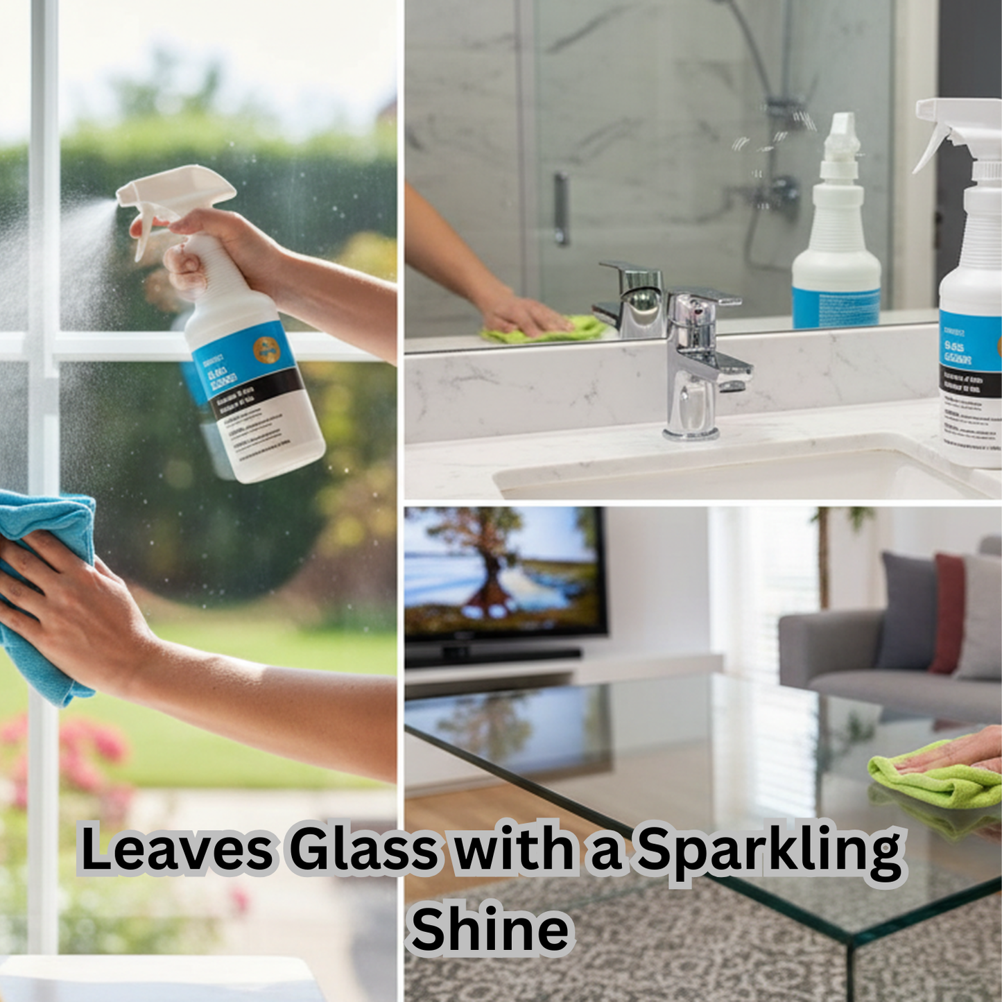 Liquid Glass Cleaner, 1 qt., Blue, Unscented, Trigger Spray Bottle