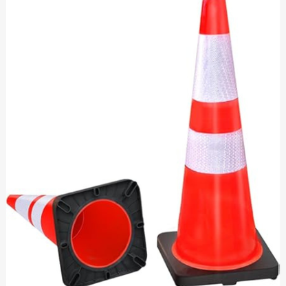 28" Orange Traffic Safety Cone with 3 and 4" Reflective Collars