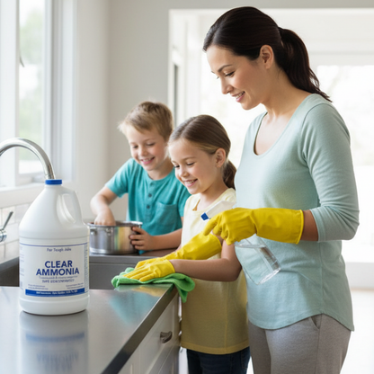 (4 Gallons) Clear Ammonia Cleaner Liquid, Multi-Surface Cleaning Solution