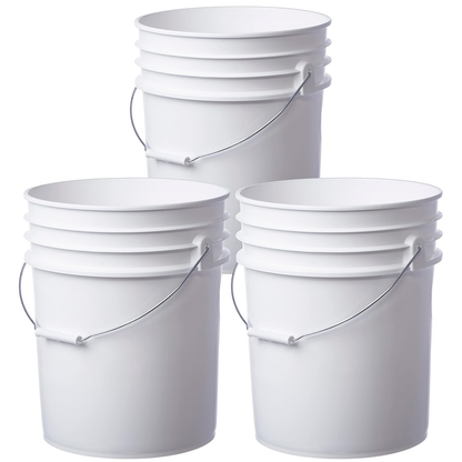 5 Gallon Food Grade Open Head Plastic Bucket, White