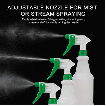 (3 Pack) Plastic Spray Bottle 32 Oz, HDPE Material