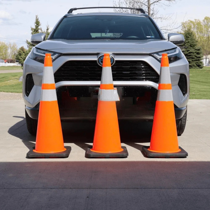 28" Orange Traffic Safety Cone with 3 and 4" Reflective Collars