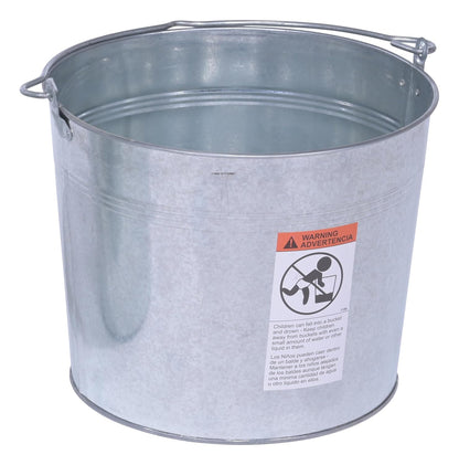 Galvanized Steel Bucket, 5 Gallon, Round Tapered