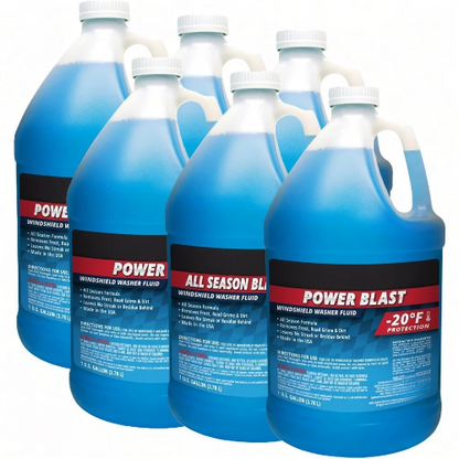 (6 Gallons) -20F Power Blast Windshield Washer Fluid - All-Season Formula, -20°F Protection