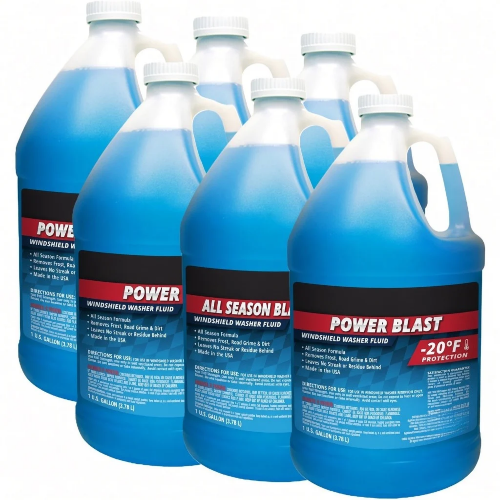 (6 Gallons) -20F Power Blast Windshield Washer Fluid - All-Season Formula, -20°F Protection
