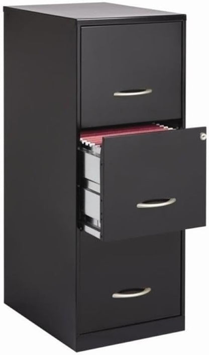 3 Drawer Vertical File Cabinet, Black, Letter