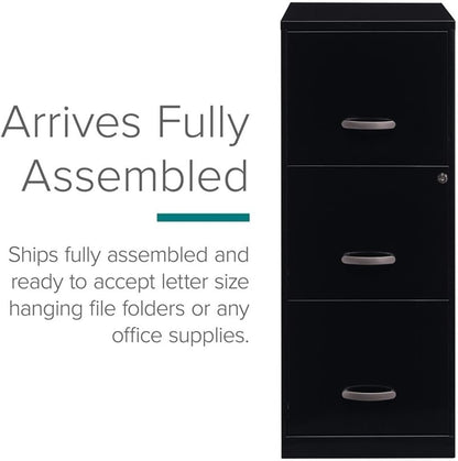 3 Drawer Vertical File Cabinet, Black, Letter