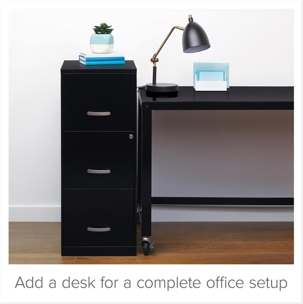3 Drawer Vertical File Cabinet, Black, Letter