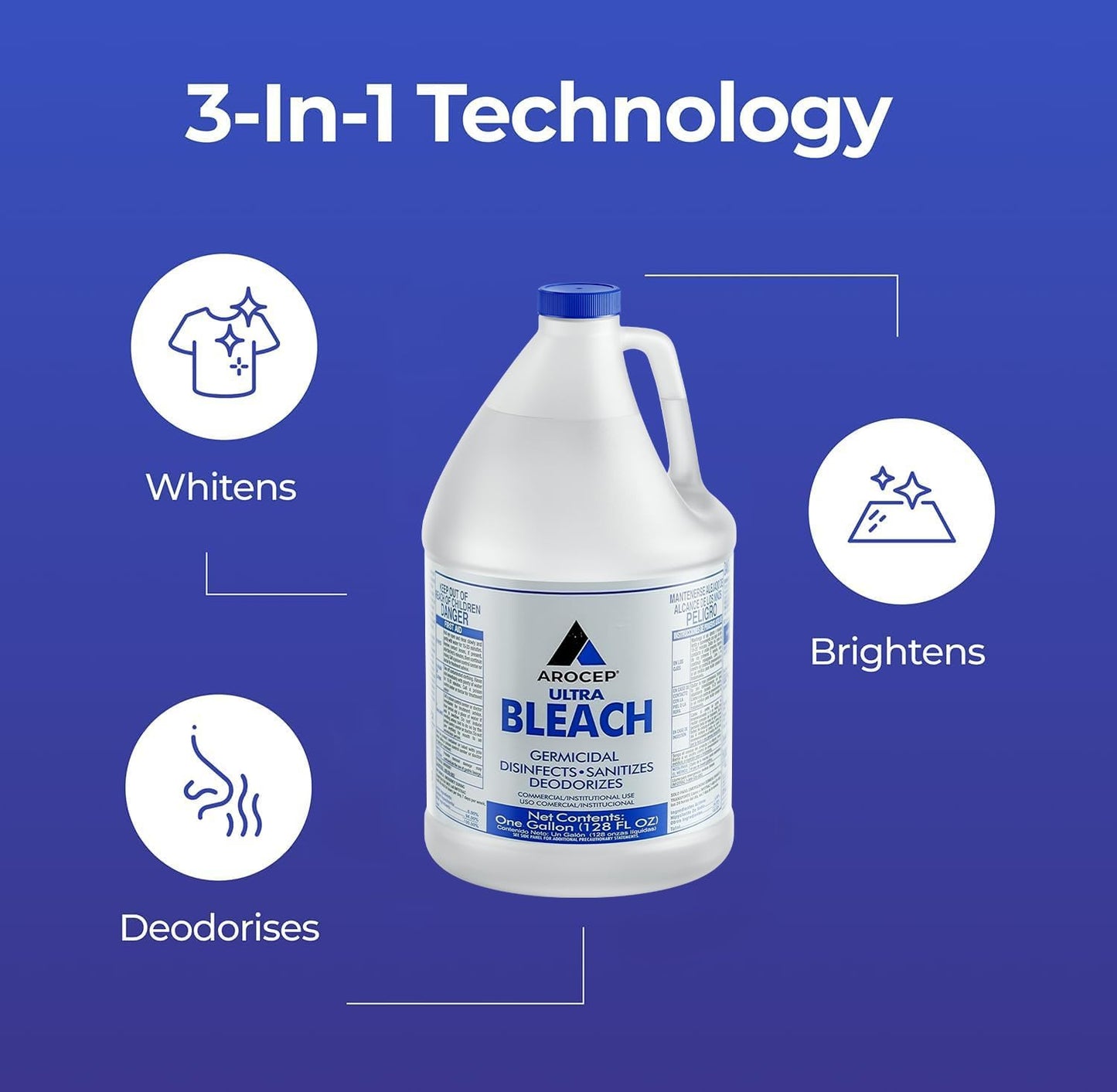1 gal Jug Ultra Bleach, Ready to Use, Chlorine, 6 PK