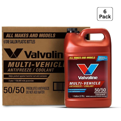 Antifreeze Coolant, Pre-Diluted 50/50, 1 gal, Bottle - 6-Pack