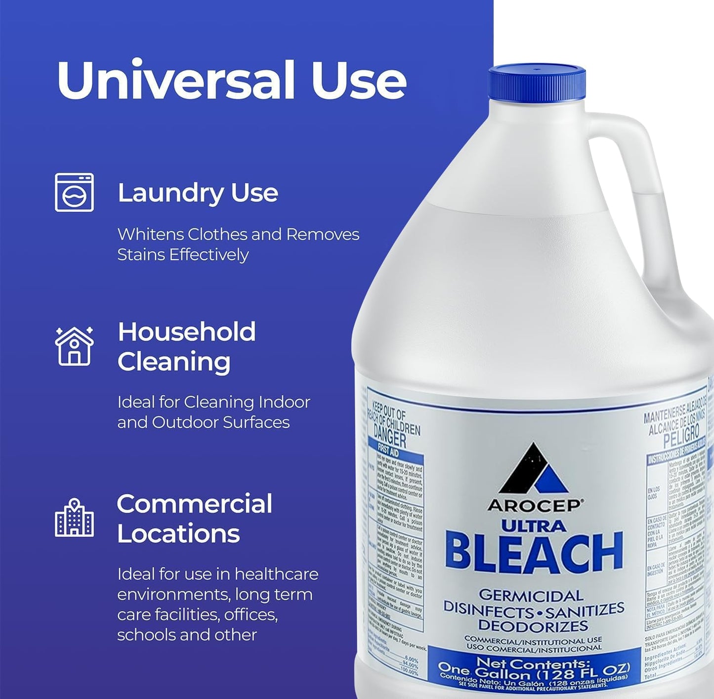 1 gal Jug Ultra Bleach, Ready to Use, Chlorine, 6 PK