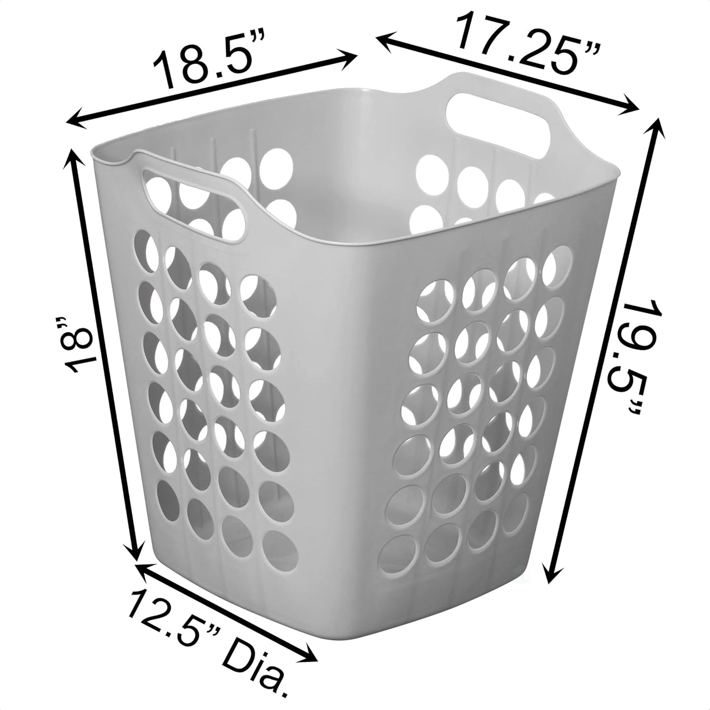 Flexible Plastic Laundry Basket - Square Storage Hamper (50L)