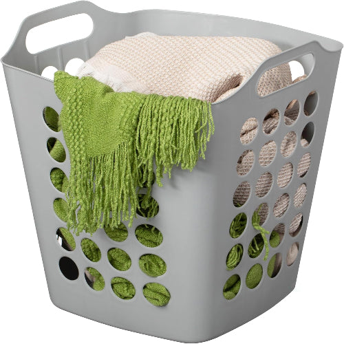 Flexible Plastic Laundry Basket - Square Storage Hamper (50L)