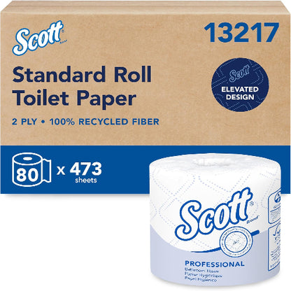Scott Professional Standard Roll Toilet Paper, Bulk, 80 Rolls