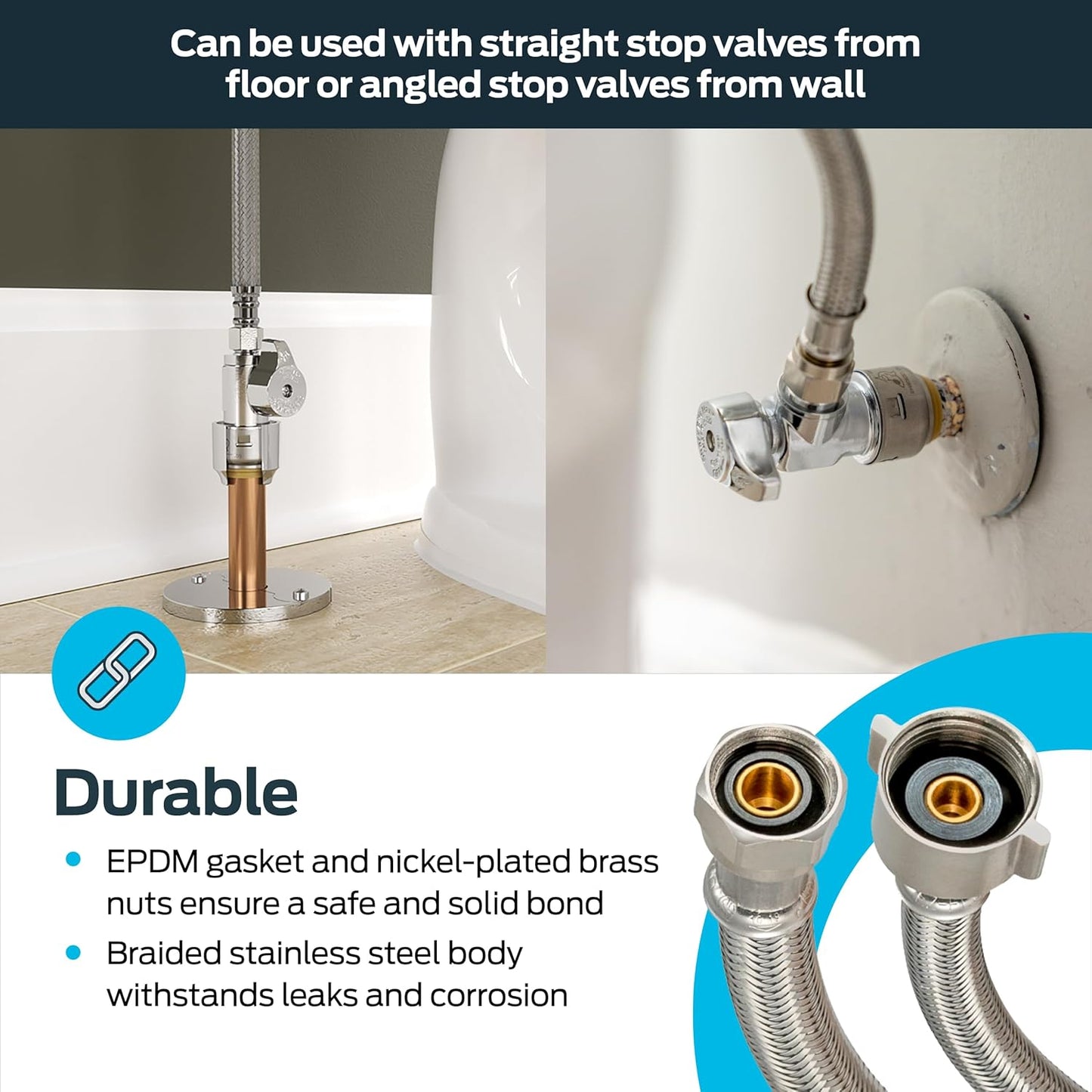 Supply Line, 7/8" Outlet, 3/8" Inlet Size