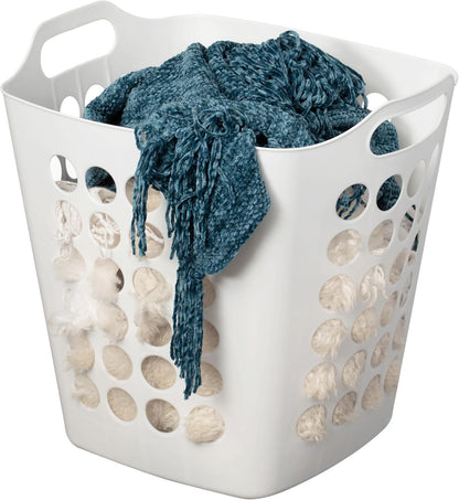 Flexible Plastic Laundry Basket - Square Storage Hamper with Side Handles for Easy Carrying