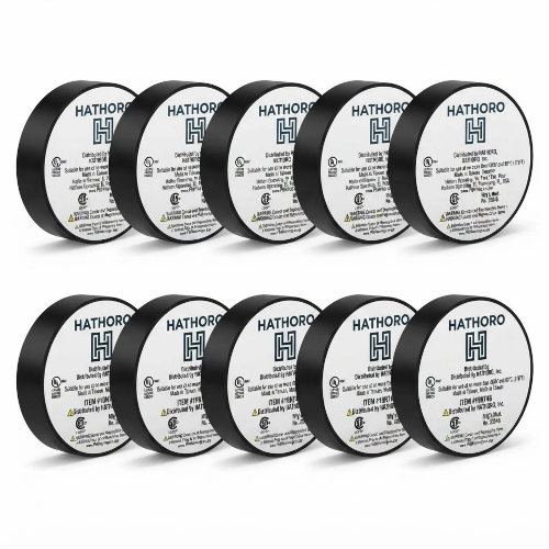 3/4 in x 60 ft Black Vinyl Electrical Tape, 7 Mil Thick (10-Pack)