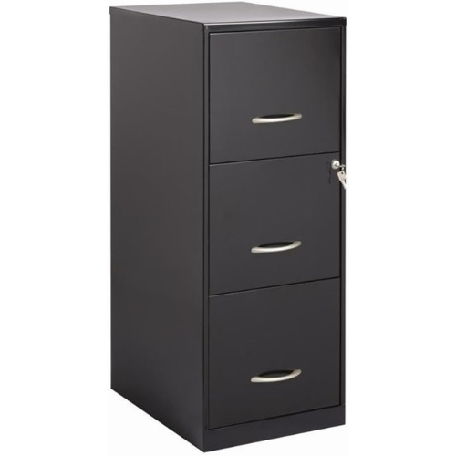 3 Drawer Vertical File Cabinet, Black, Letter
