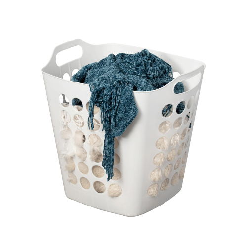 Flexible Plastic Laundry Basket - Square Storage Hamper with Side Handles for Easy Carrying