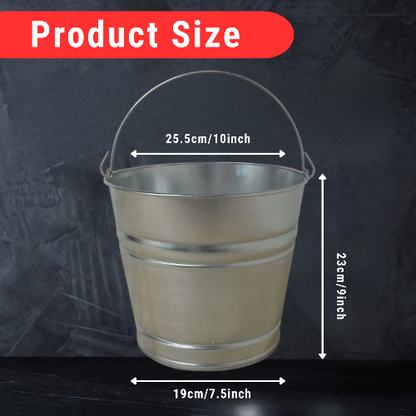 2 Gallon Natural Galvanized Steel Bucket/Pail with Handle