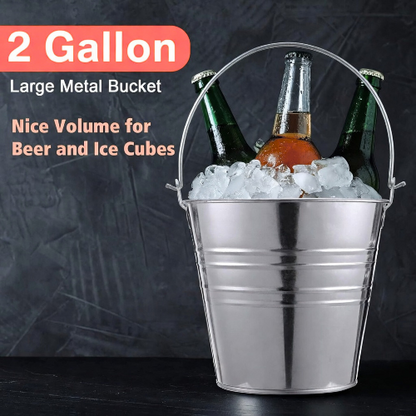 2 Gallon Natural Galvanized Steel Bucket/Pail with Handle