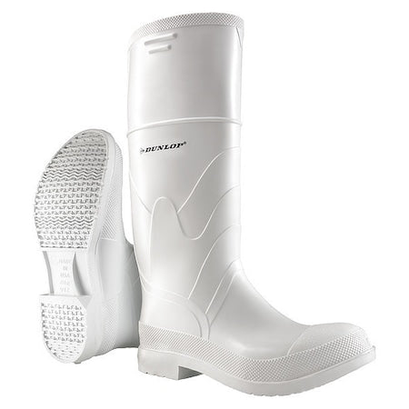 DUNLOP White PVC Steel Toe - Rubber Boots for Men & Women - PVC - Work & Concrete Boots - Steel toe - Waterproof with Tall shaft - Chemical and Slip resistant - White - Size 3-13