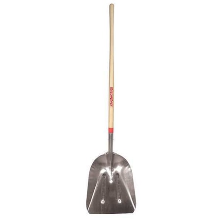 Scoop Shovel, Long, Wood, Aluminum, 18 in.