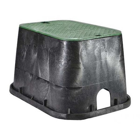 NDS 113BC1PK 14 in. X 19 in. Rectangular Standard Series Valve Box and Cover, 12 in. Height, Irrigation Control Valve Lettering, Black Box, Green Overlapping Cover, Black/Green