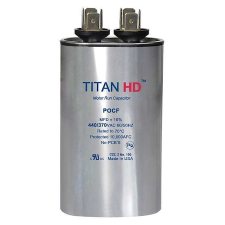 TITAN HD 2PK POCF10A 10μF Oval Aluminum Motor Run Capacitor (440/370V)