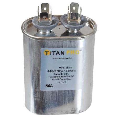 Titan PRO Oval Motor Run Capacitor,10 Microfarad Rating,370-440VAC Voltage