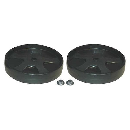 50-Gallon Rollout Wheels and Push Caps, Two 8" Wheels, Black