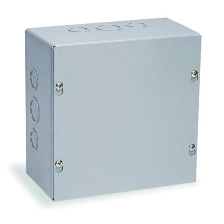 Wiegmann SC101004 SC-Series NEMA 1 Screw Cover Wallmount Pull Box with Knockouts, Painted Steel, 10" x 10" x 4"