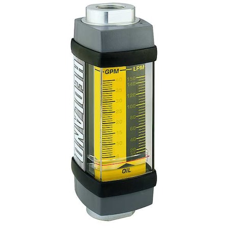 Hedland H761A-050-RF Flow Meter 1" NPT(F) Oil Service, 5.0 to 50 GPM Aluminum Reverse Flow