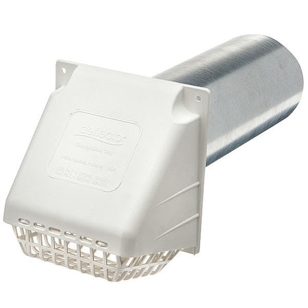 Deflecto Dryer Vent Hood, Wide Mouth, 4", White (RVHAW4)